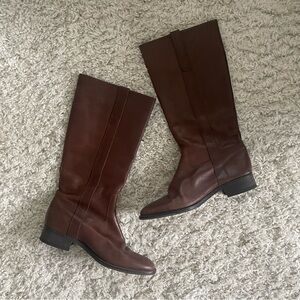 J. Crew Rich Brown Leather Heeled Boots